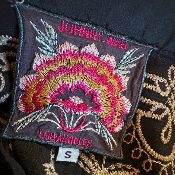 Johnny Was Embroidered Black Velvet Dress size S - Picture 7 of 8